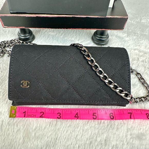 Chanel black canvas cloth sunglass case crossbody - Picture 9 of 11